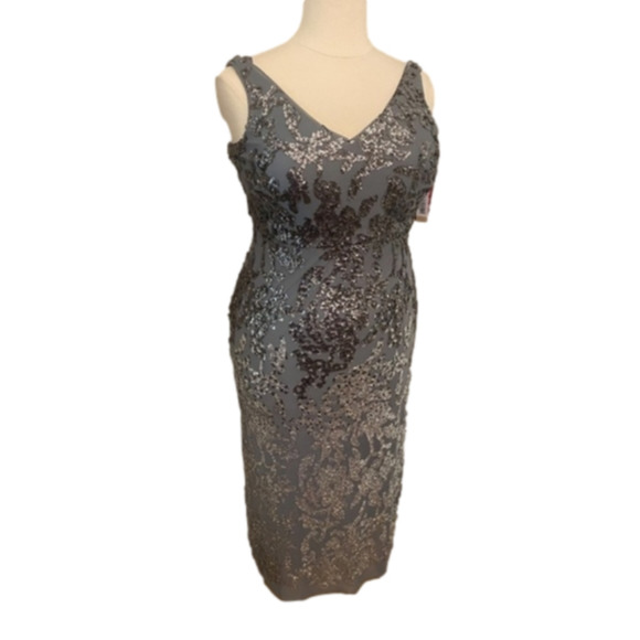 R & M Richards Gunmetal Ombré Sequin Party Dress Plus‎ size 18W New! - Picture 6 of 12